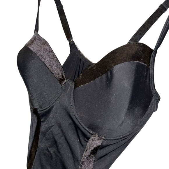 Marilyn Monroe Intimates black stin trim shaper bnody suit lingerie PLUS 2X - Picture 4 of 5